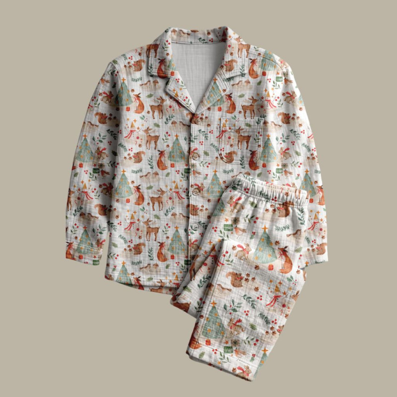 Printed Double Gauze KEMI White / Red